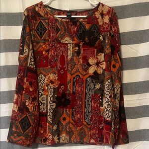 SHEIN Multicolor Floral Geometric Blouse